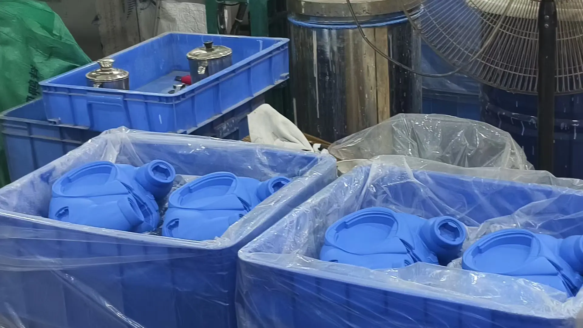 Freshly molded custom vinyl toy parts in factory ready for trimming