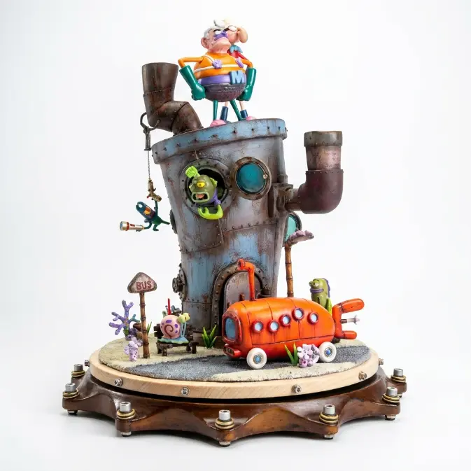 65cm SpongeBob SquarePants Bikini Bottom scene resin display statue