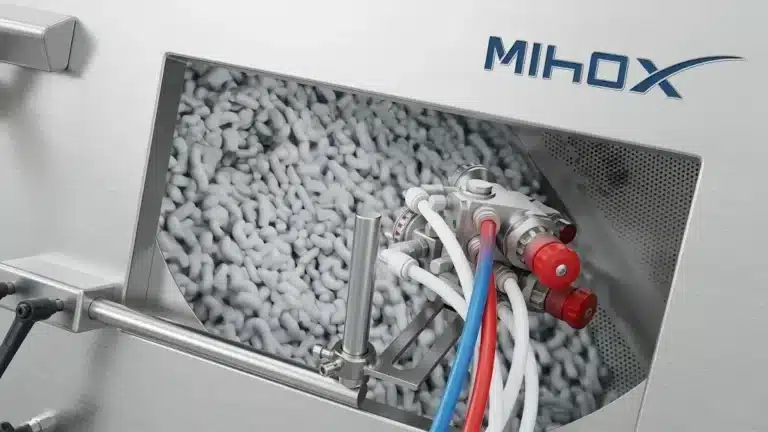 MIHOX factory production line showing premium white virgin granules used for safe and eco-friendly custom figure manufacturing