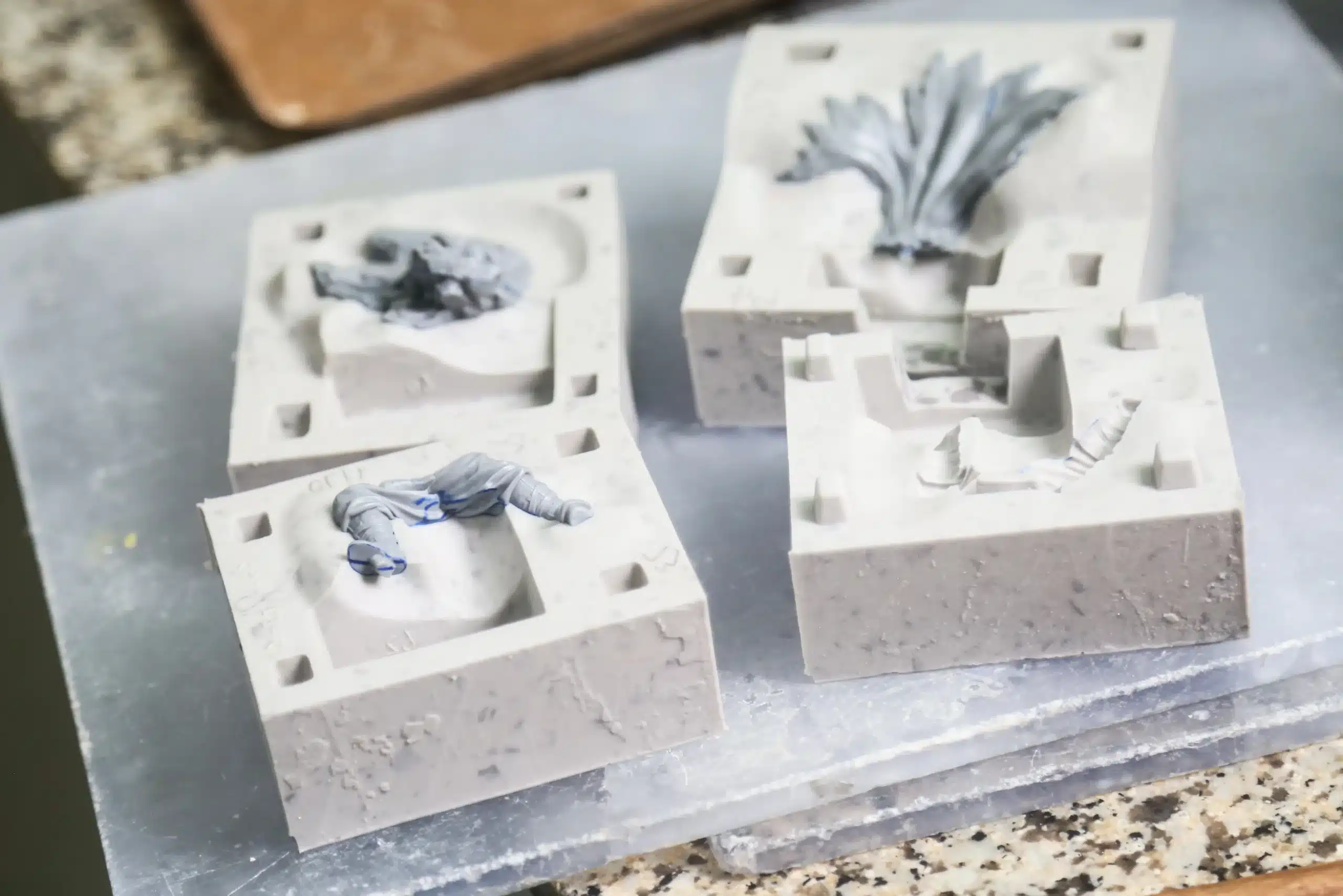 Rigid mold for resin figure production