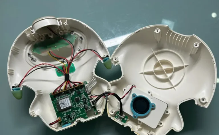 Injection molded electronic toy manufacturing with integrated electronic components