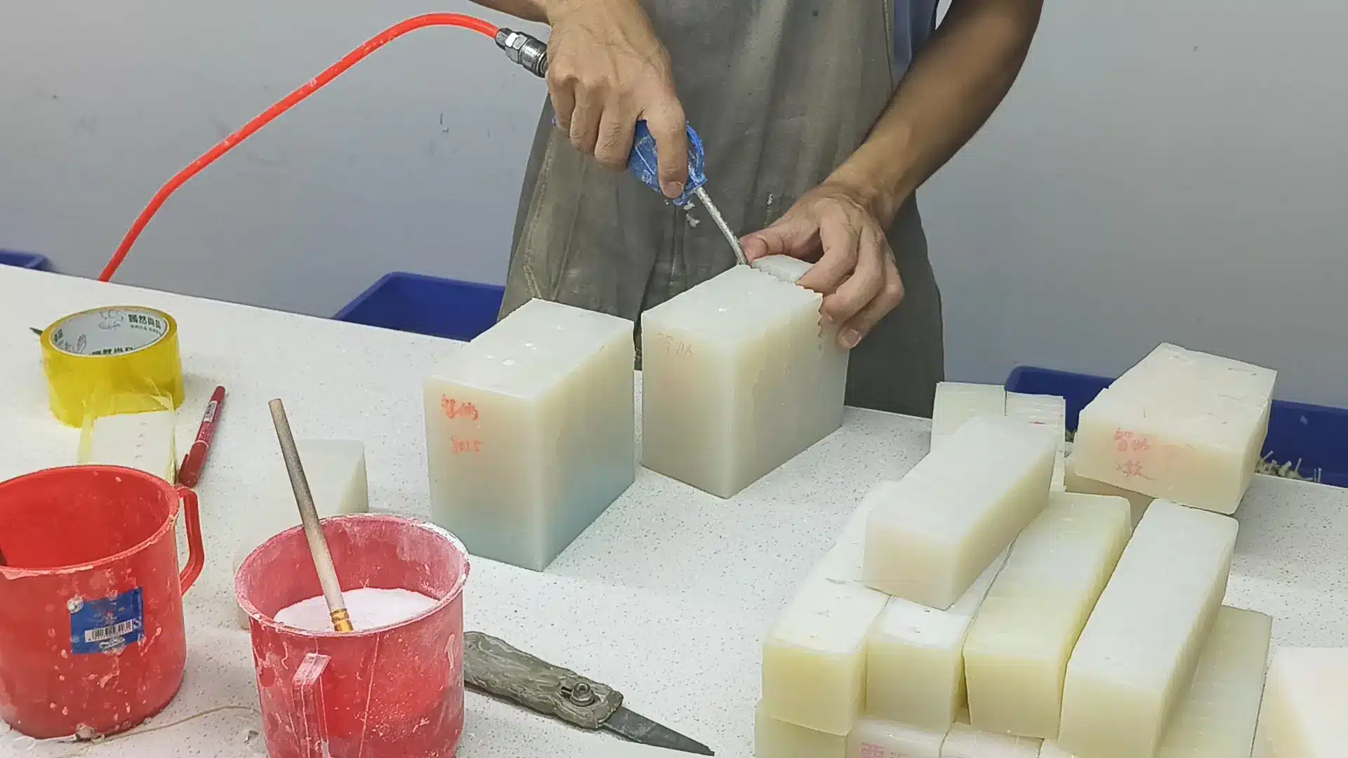 Resin silicone mold manufacturing workshop at Meihui factory in Dongguan, China